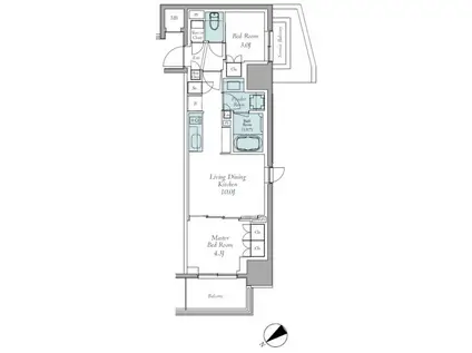 クレストコート東中野(2LDK/7階)の間取り写真