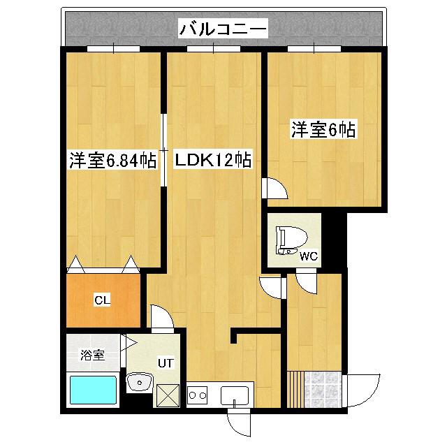 小町川LIVE(2LDK/3階)の間取り写真