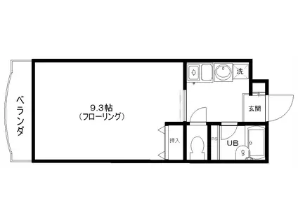 リビングVII(ワンルーム/4階)の間取り写真
