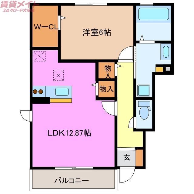 フィオレット エム B棟(1LDK/1階)の間取り写真