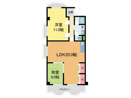 阪急逆瀬台マンション(2LDK/3階)の間取り写真