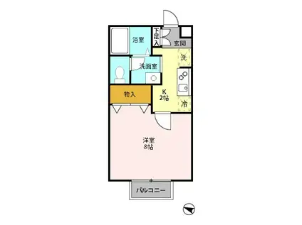 ルミエール(1K/1階)の間取り写真