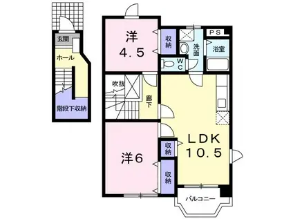 エル・フラワーB(2LDK/2階)の間取り写真