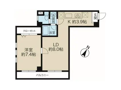 コンフォートピア町田(1LDK/2階)の間取り写真