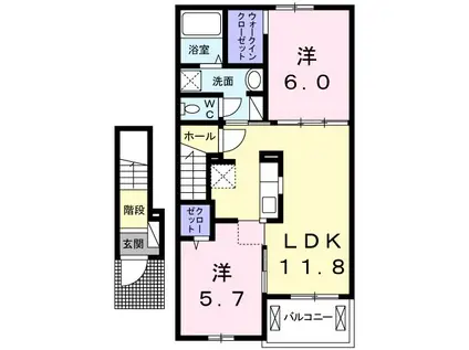 チェリーブロッサムIII(2LDK/2階)の間取り写真