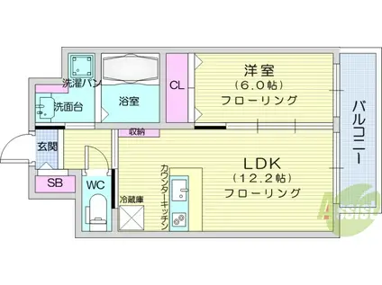 パルメゾン長町(1LDK/4階)の間取り写真