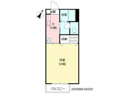 サンクレスト(1K/2階)の間取り写真