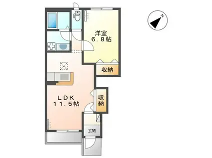 リバーランス7(1LDK/1階)の間取り写真