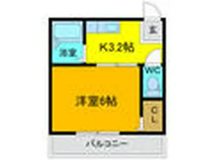 西浦ハイツ(1K/3階)の間取り写真