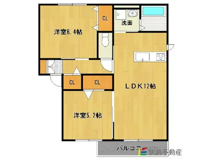 アトレ和泉IID棟(2LDK/2階)の間取り写真