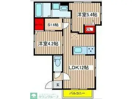 ブライトレジデンス向ヶ丘遊園(2SLDK/3階)の間取り写真