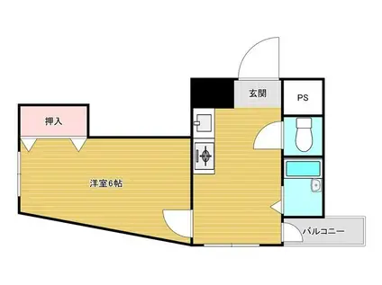 井口ビル(1K/2階)の間取り写真