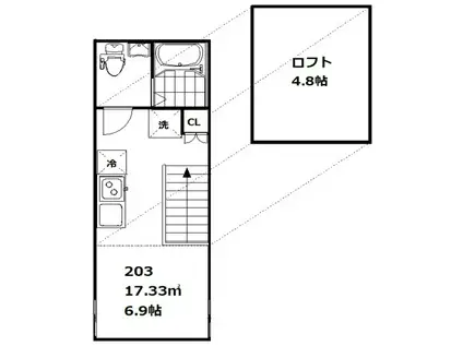 インベスト大森43(ワンルーム/2階)の間取り写真