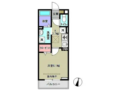 グランチェスタ南浦和(1K/3階)の間取り写真