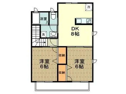 メルベーユF(2DK/2階)の間取り写真