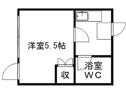 カイフヒル(1K/1階)の間取り写真