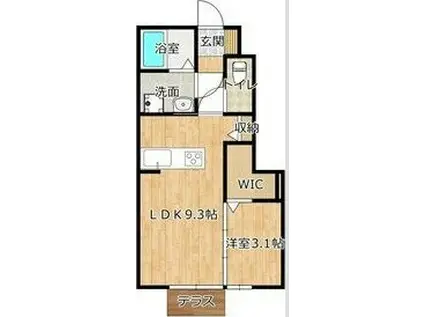 リーヴェ・テラッセ(1LDK/1階)の間取り写真