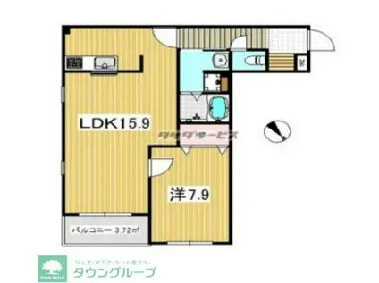 カーサカルダ(1LDK/3階)の間取り写真