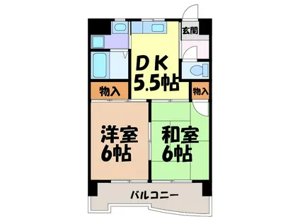 オクトII(2DK/1階)の間取り写真