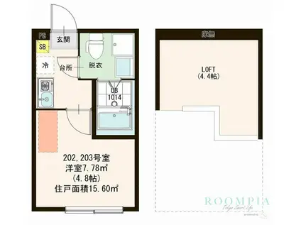 シャンペル三園(ワンルーム/2階)の間取り写真