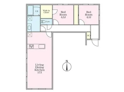 クエスト・大山町 P2台付(2LDK/2階)の間取り写真