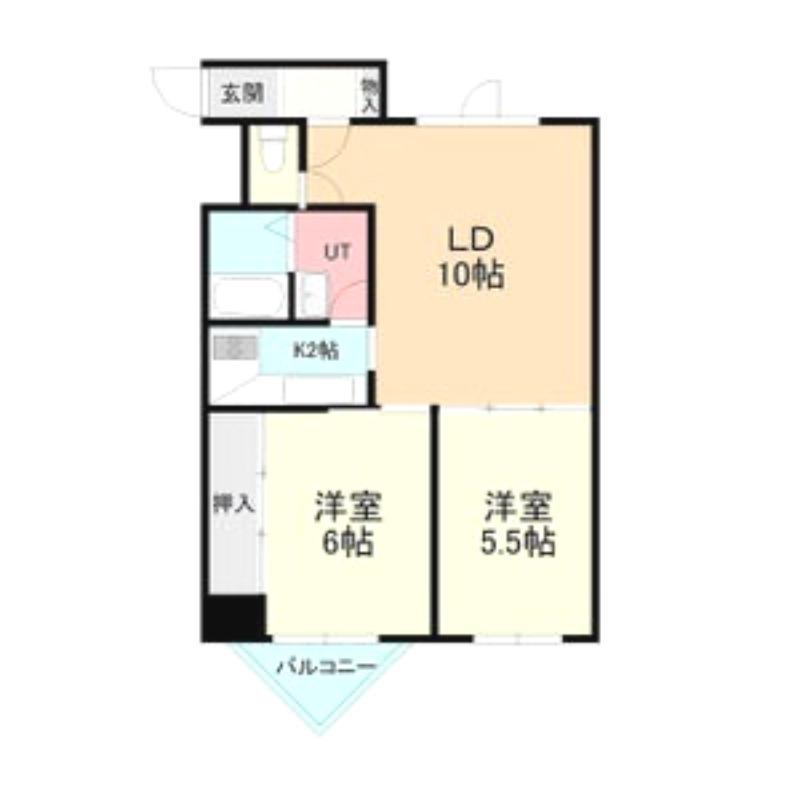 恒志堂手稲ビルI(2LDK/2階)の間取り写真