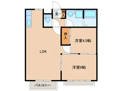 エリール田中II(2LDK/2階)の間取り写真