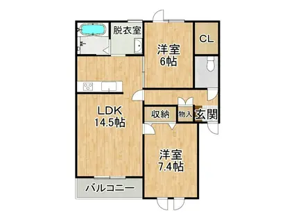 シエログランデIII(2LDK/3階)の間取り写真