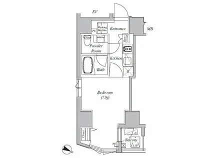 CASA SPLENDIDO LA PLUS 元赤坂(1K/4階)の間取り写真