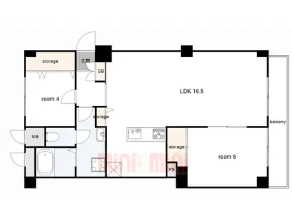 桜台ハイツ2号棟(2LDK/9階)の間取り写真