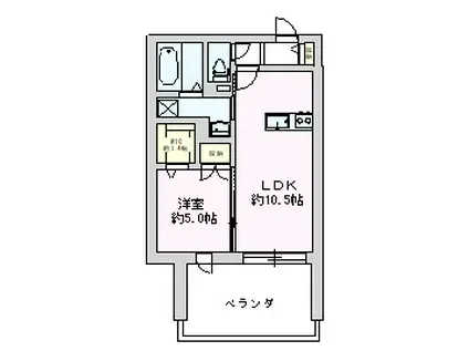 シャレーリブラン(1LDK/2階)の間取り写真