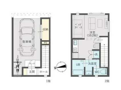 SUNVESTG(ワンルーム/1階)の間取り写真