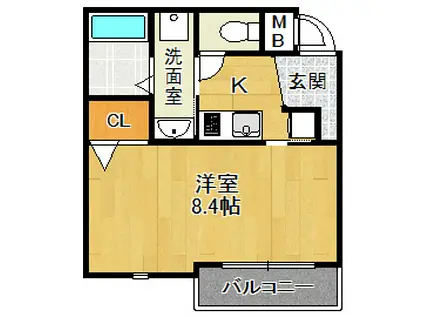 モレス・ヴィラ西宮北口(1K/2階)の間取り写真