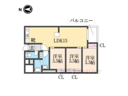 プランタンビル(3LDK/5階)の間取り写真