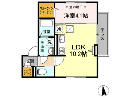 パルテノン ヒルズ(1LDK/1階)の間取り写真