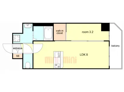 スワンズシティ神戸湊川II(1LDK/14階)の間取り写真