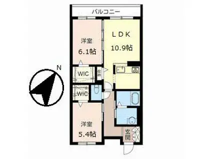 シャーメゾン紺屋(2LDK/2階)の間取り写真