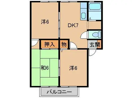 グリーンヒル九度山III(3DK/2階)の間取り写真