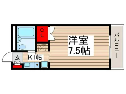 エミネンス船橋(1K/1階)の間取り写真