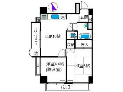 セブンスターマンション(2LDK/7階)の間取り写真