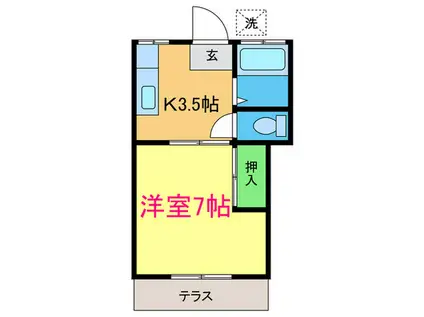 ポプラハイツ(1K/1階)の間取り写真