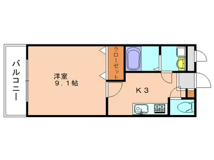 メゾンドフローラ(1K/1階)の間取り写真