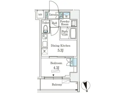 CLARITIA ASAKUSA(1DK/8階)の間取り写真