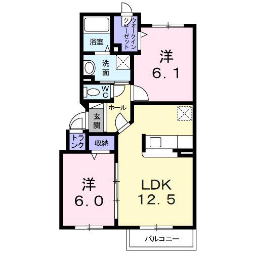 ブリューテ(2LDK/3階)の間取り写真