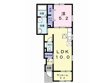 メゾン・ド・フルールII(1LDK/1階)の間取り写真