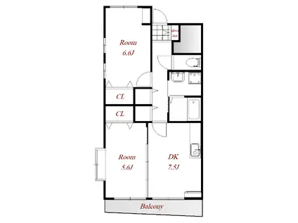 プレミールII(2DK/2階)の間取り写真