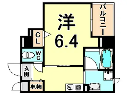 リヴァージュ尼崎(1K/6階)の間取り写真