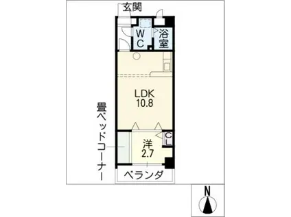 大竹南ビル(1LDK/5階)の間取り写真