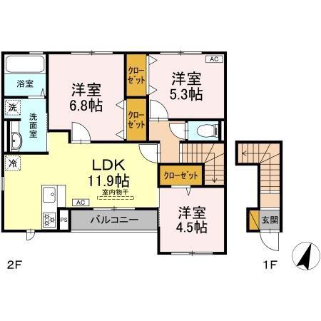 なんてんの郷II(3LDK/1階)の間取り写真