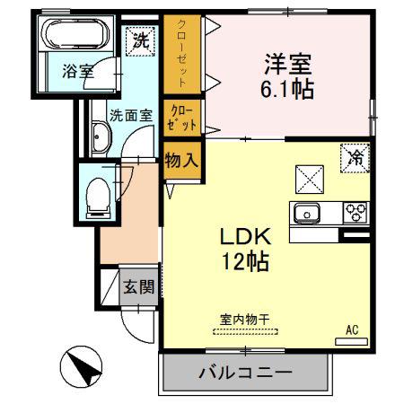 TAKEEMU(1LDK/1階)の間取り写真